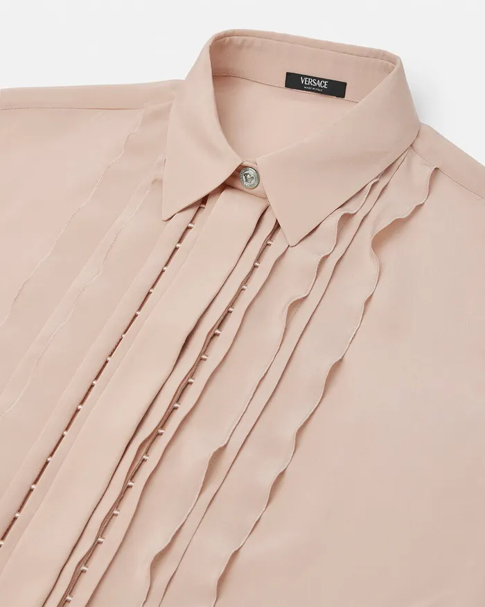Versace Shirts and Tops Women Ruffled Silk Crpe Shirt Light Pink