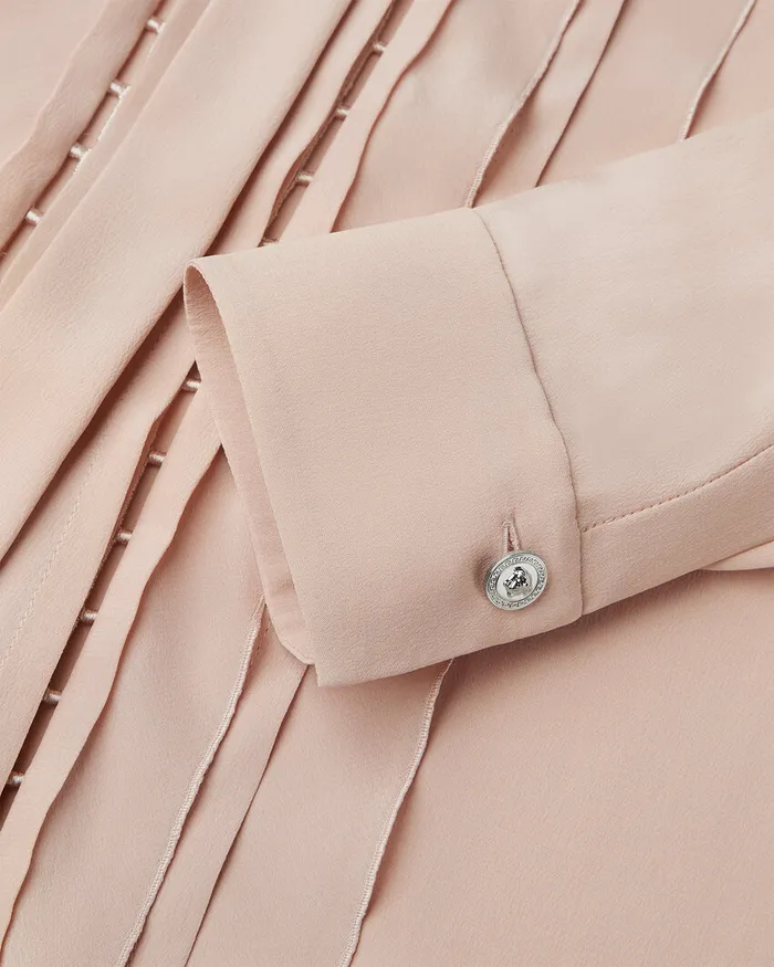 Versace Shirts and Tops Women Ruffled Silk Crpe Shirt Light Pink