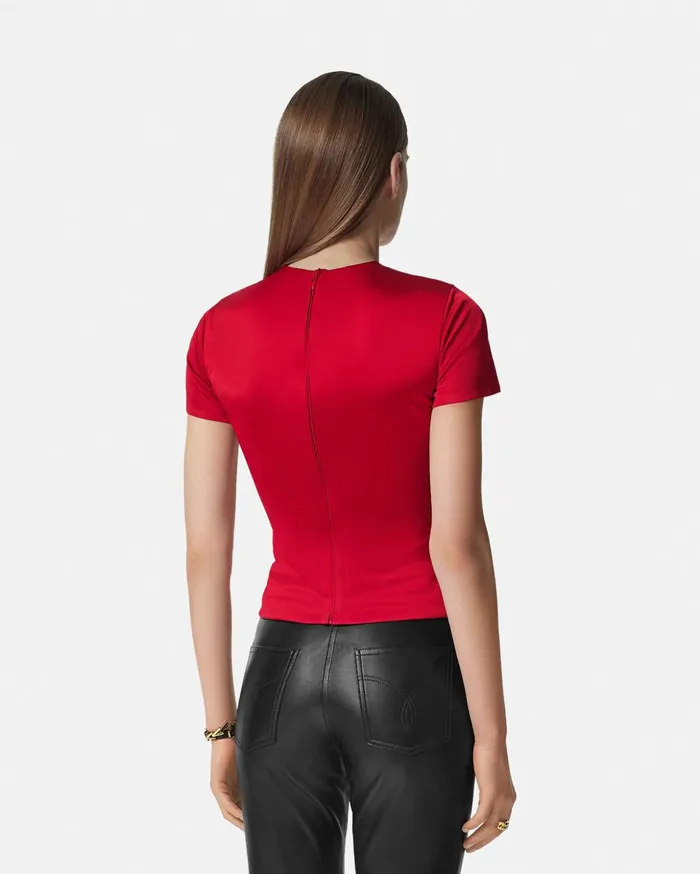 Versace Shirts and Tops Women Safety Pin Gathered Top Red