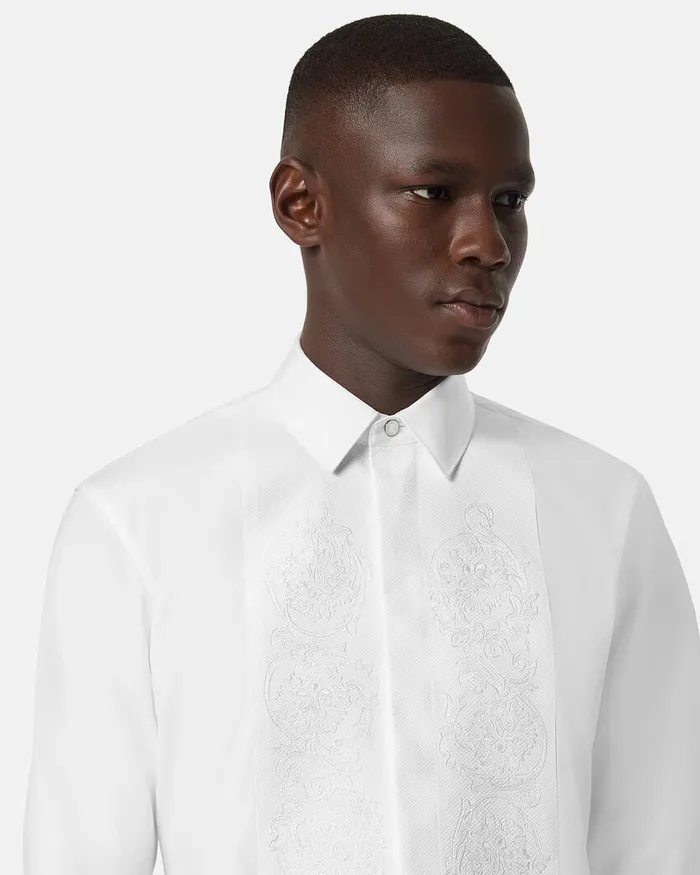 Versace Shirts Men Barocco Formal Shirt White