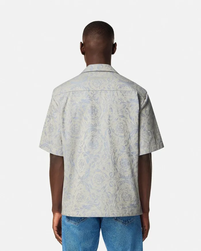 Versace Shirts Men Barocco Jacquard Shirt Gray