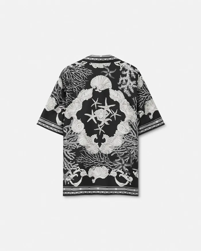 Versace Shirts Men Barocco Sea Silk Shirt Blackprint
