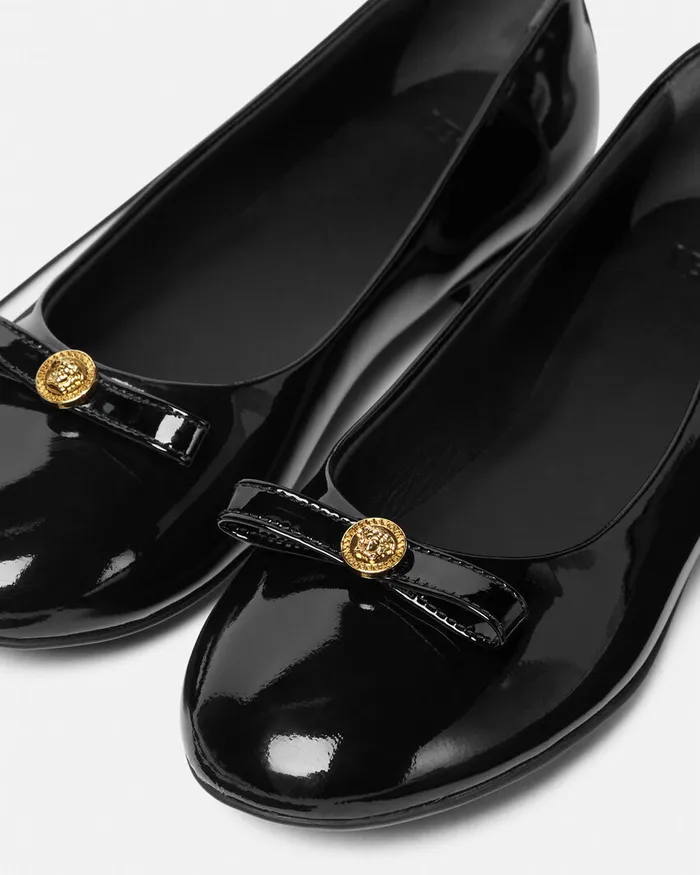 Versace Shoes Kids Gianni Ribbon Ballerinas Blackgold