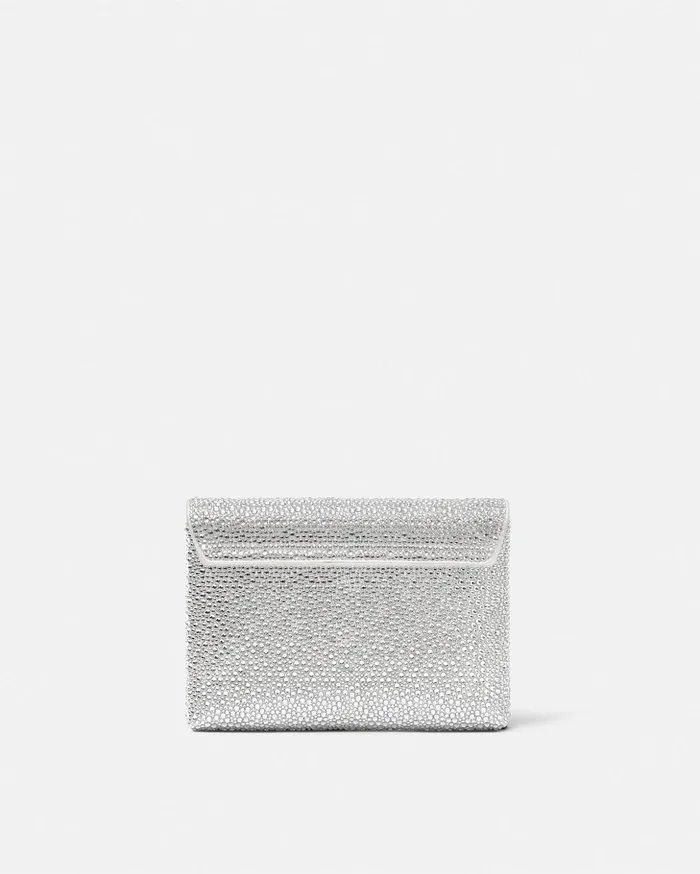 Versace Shoulder and Crossbody Women Crystal La Medusa Envelope Clutch White