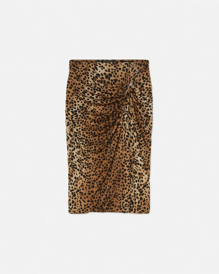 Versace Skirts Women Leopard Gathered Midi Skirt Animalier