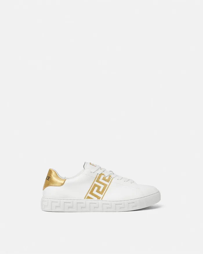 Versace Sneakers Men Embroidered Greca Sneakers Whiteprint