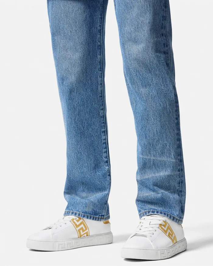 Versace Sneakers Men Embroidered Greca Sneakers Whiteprint