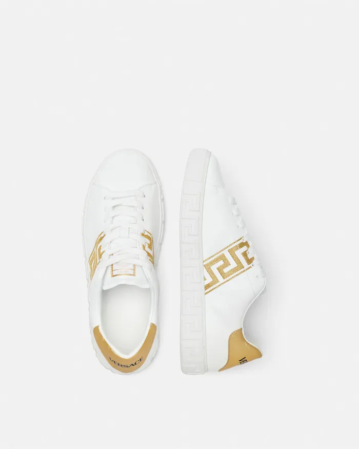 Versace Sneakers Men Embroidered Greca Sneakers Whiteprint