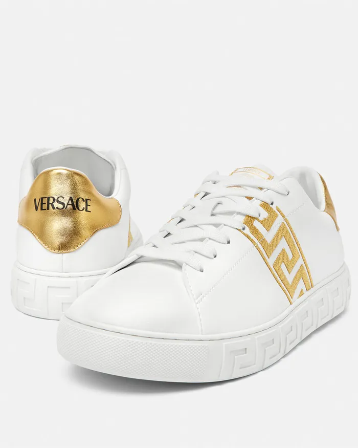 Versace Sneakers Men Embroidered Greca Sneakers Whiteprint