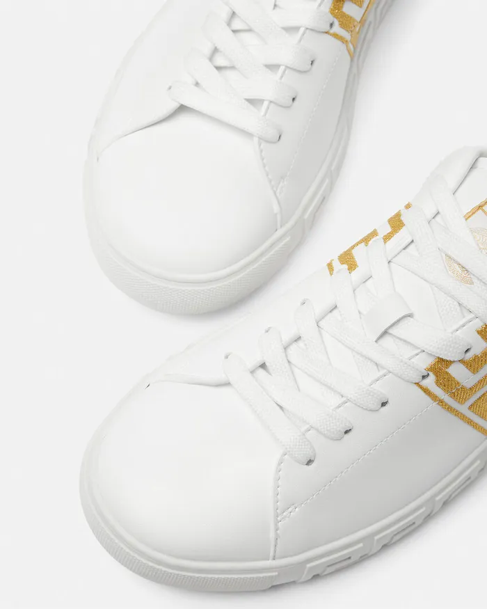 Versace Sneakers Men Embroidered Greca Sneakers Whiteprint