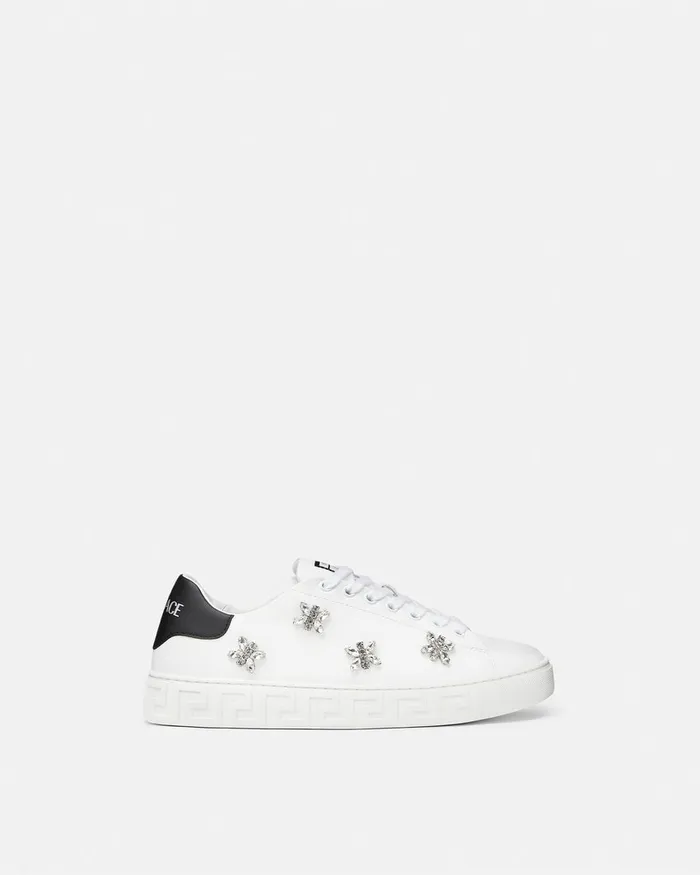 Versace Sneakers Women Crystal Greca Sneakers Blackwhite