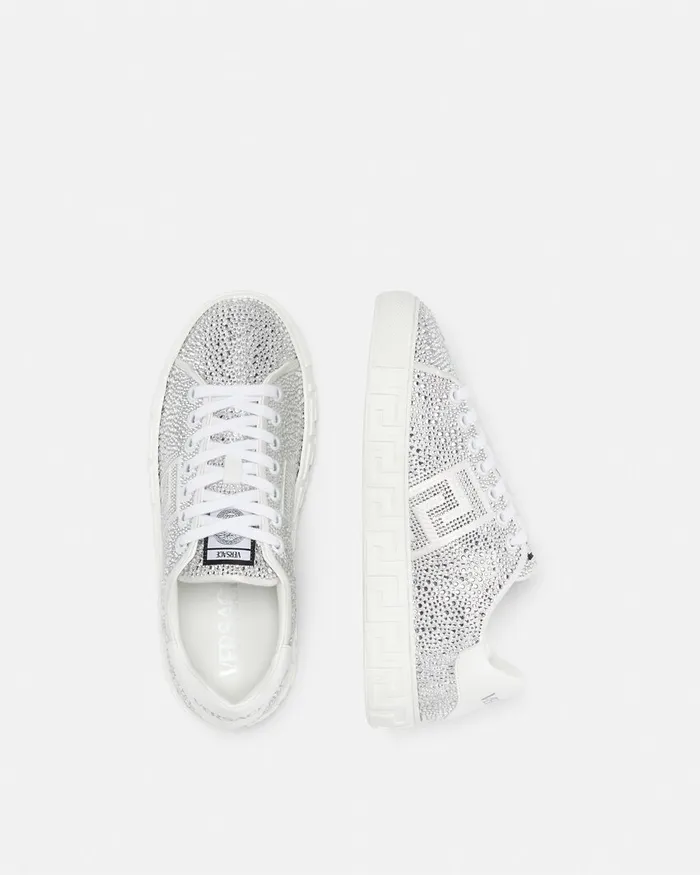 Versace Sneakers Women Crystal Greca Sneakers Blackwhite