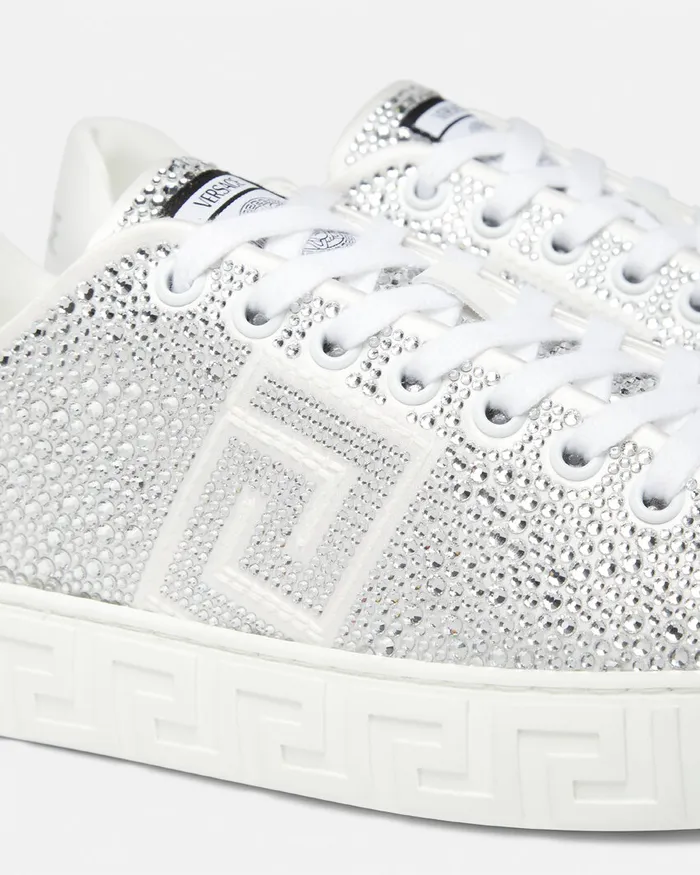 Versace Sneakers Women Crystal Greca Sneakers Blackwhite