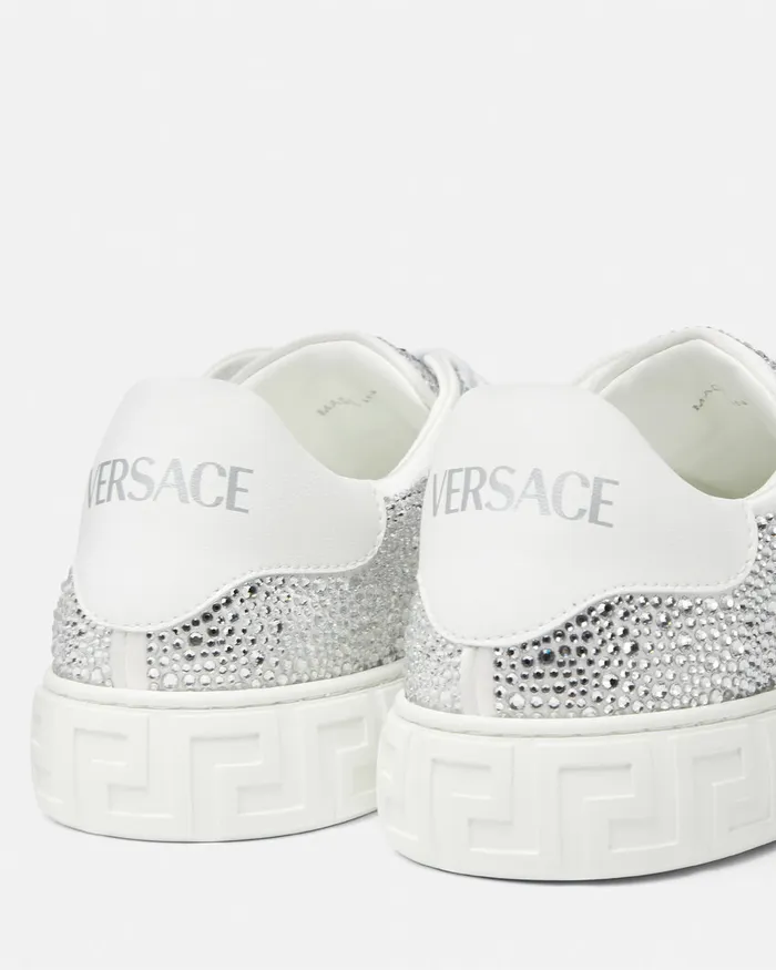 Versace Sneakers Women Crystal Greca Sneakers Blackwhite