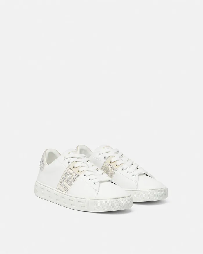 Versace Sneakers Women Crystal Greca Sneakers White