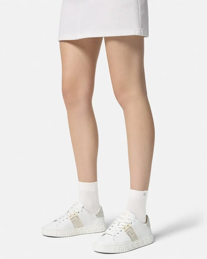 Versace Sneakers Women Crystal Greca Sneakers White