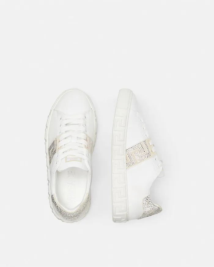 Versace Sneakers Women Crystal Greca Sneakers White