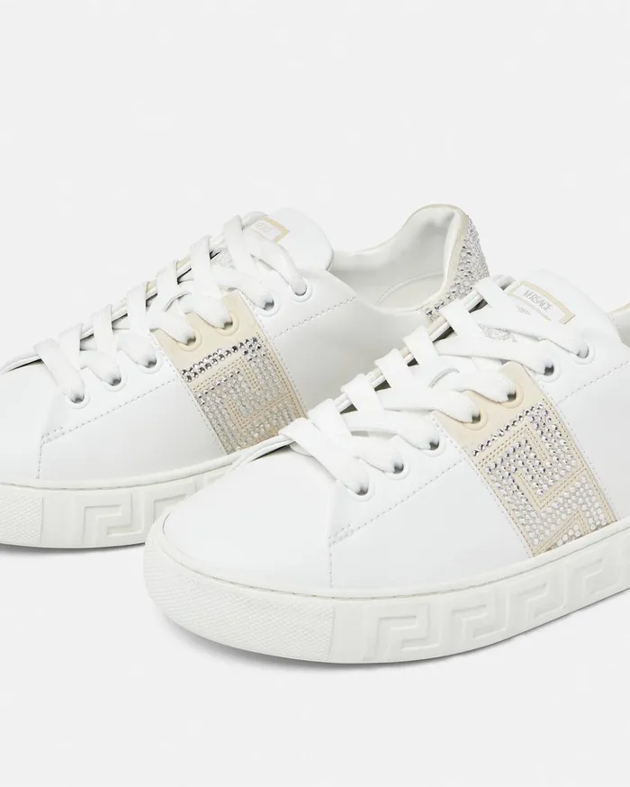 Versace Sneakers Women Crystal Greca Sneakers White