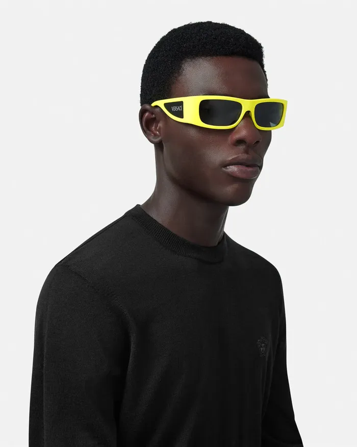 Versace Sunglasses Men Lens Logo Sunglasses Yellow