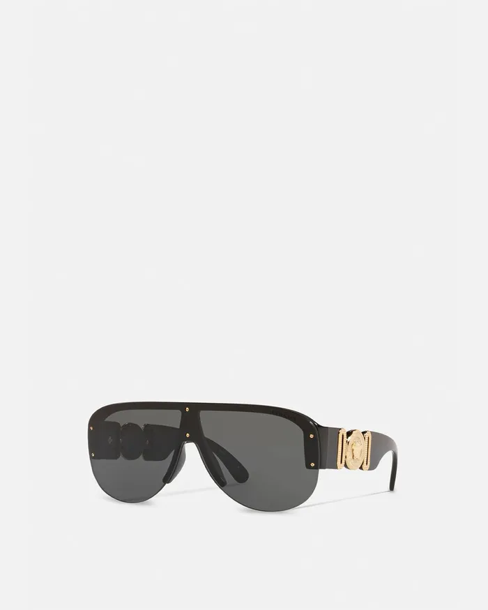 Versace Sunglasses Men Medusa Biggie Shield Sunglasses Black