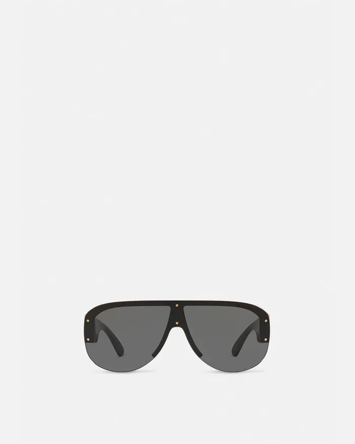 Versace Sunglasses Men Medusa Biggie Shield Sunglasses Black