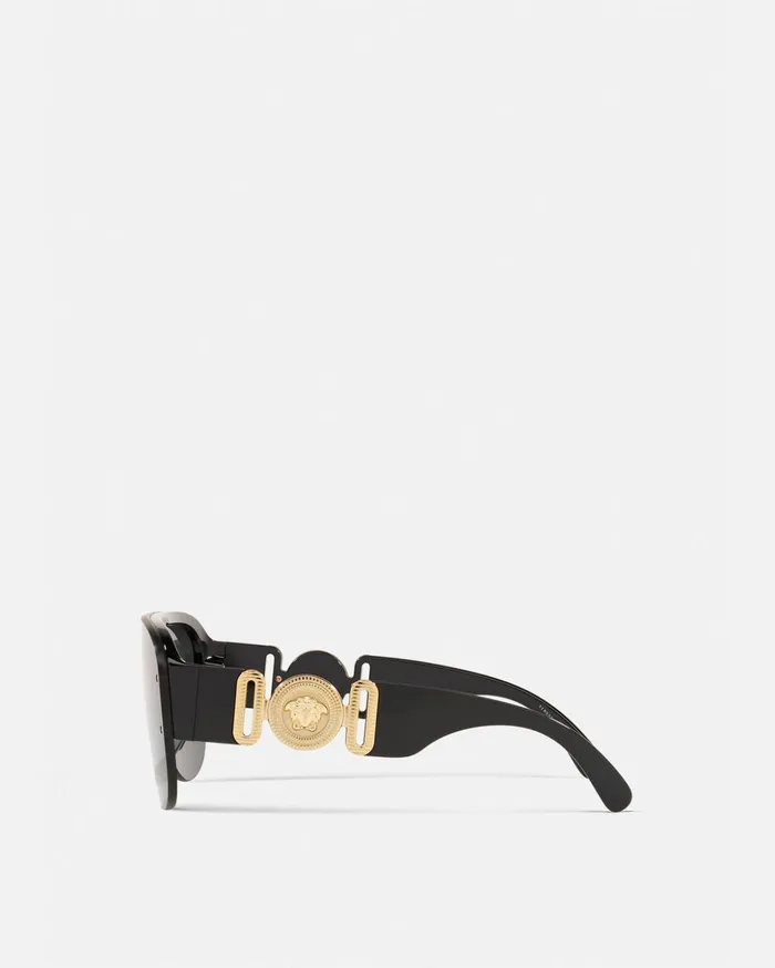 Versace Sunglasses Men Medusa Biggie Shield Sunglasses Black