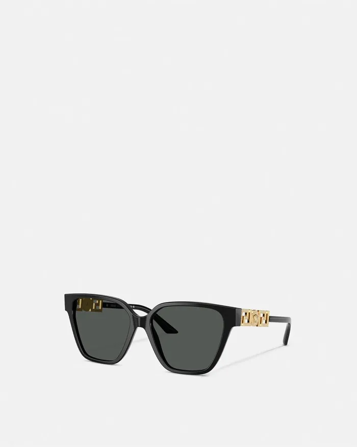 Versace Sunglasses Women Greca Strass Butterfly Sunglasses Blackgold