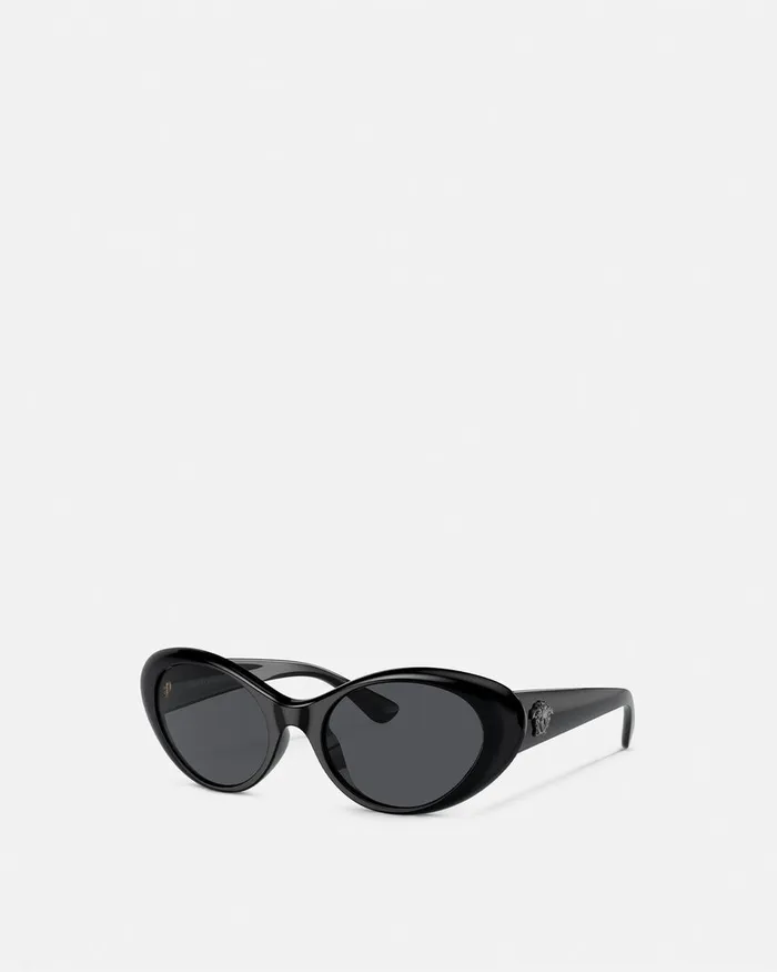 Versace Sunglasses Women La Medusa Oval Sunglasses Black
