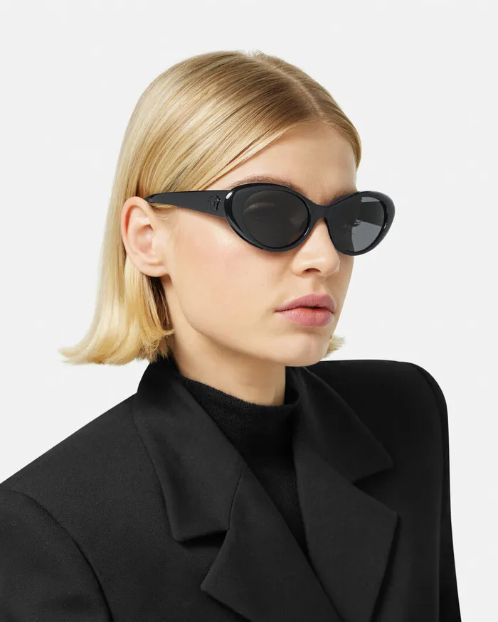 Versace Sunglasses Women La Medusa Oval Sunglasses Black