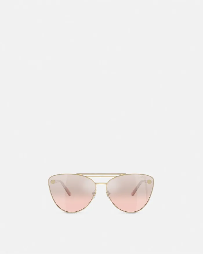 Versace Sunglasses Women Tubular Greca CatEye Sunglasses Pink