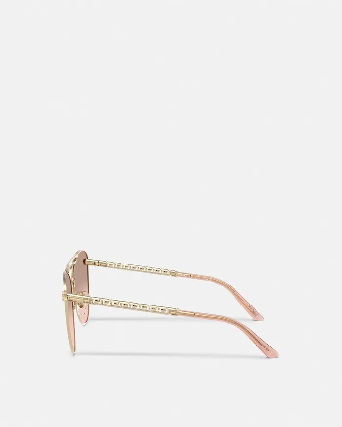 Versace Sunglasses Women Tubular Greca CatEye Sunglasses Pink