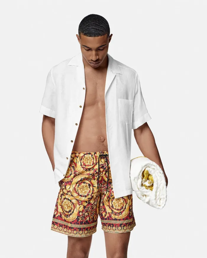 Versace Swimwear Men Wild Barocco Boardshorts Printred
