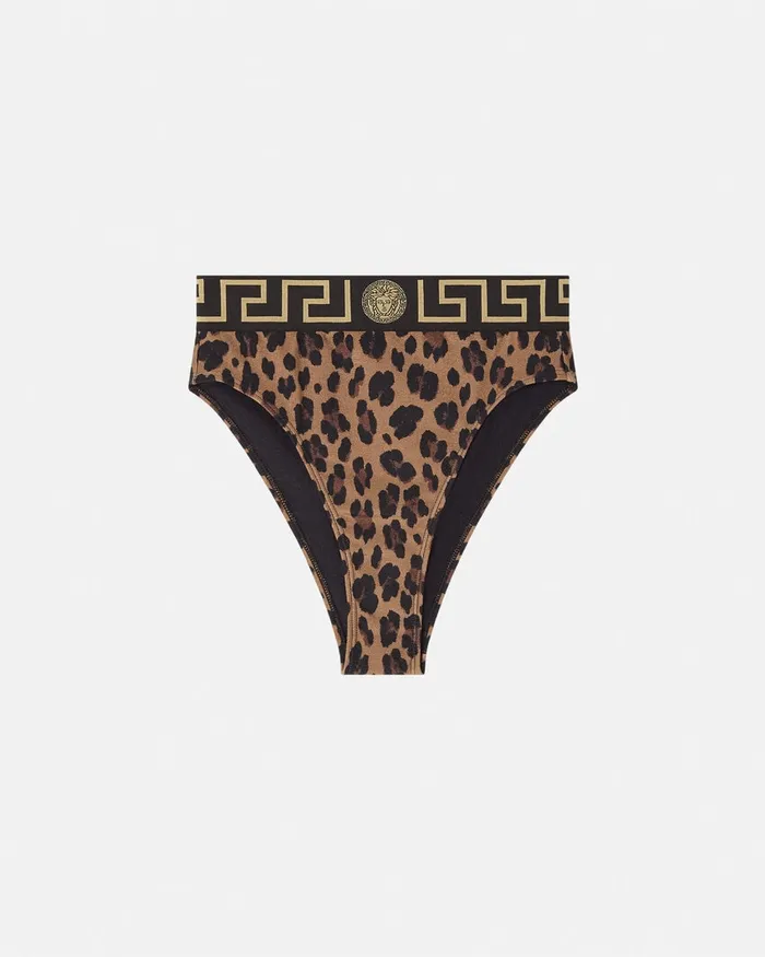 Versace Swimwear Women Leopard High Waist Bikini Bottoms Animalier