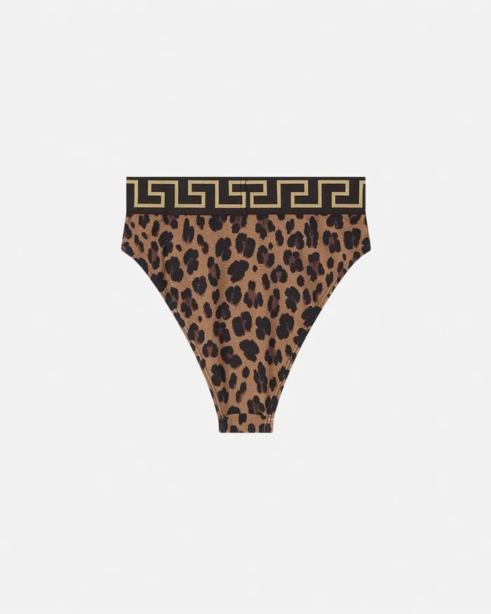 Versace Swimwear Women Leopard High Waist Bikini Bottoms Animalier