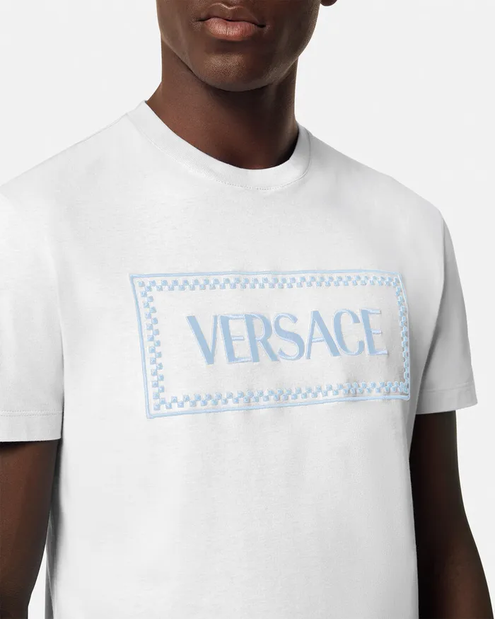 Versace TShirts and Polos Men Embroidered 03990s Vintage Logo TShirt White
