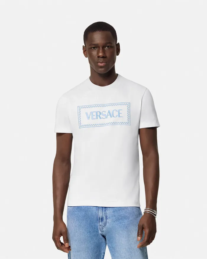 Versace TShirts and Polos Men Embroidered 03990s Vintage Logo TShirt White