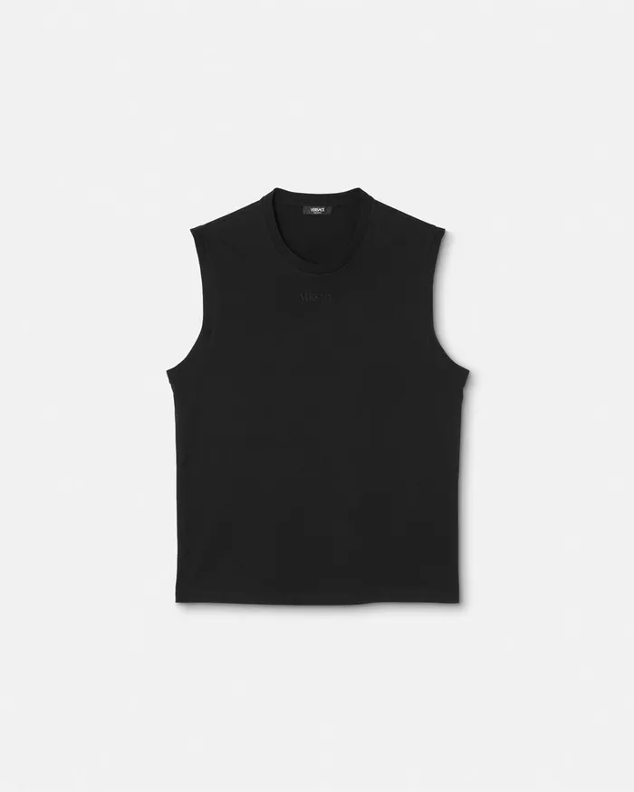 Versace TShirts and Polos Men Embroidered Logo Tank Top Black
