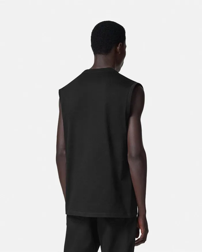 Versace TShirts and Polos Men Embroidered Logo Tank Top Black