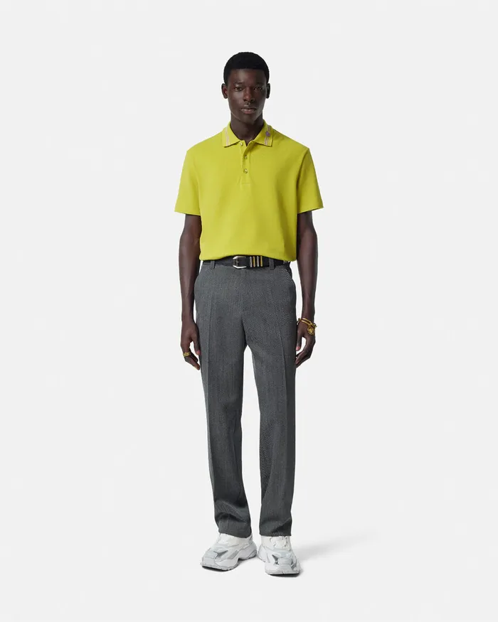 Versace TShirts and Polos Men Embroidered Medusa Polo Shirt Green