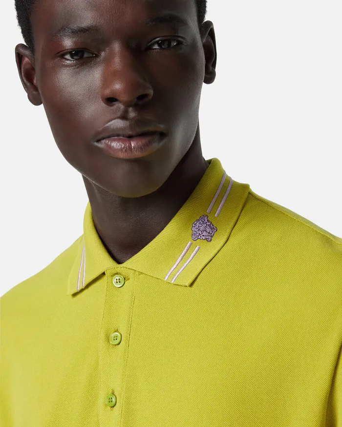 Versace TShirts and Polos Men Embroidered Medusa Polo Shirt Green