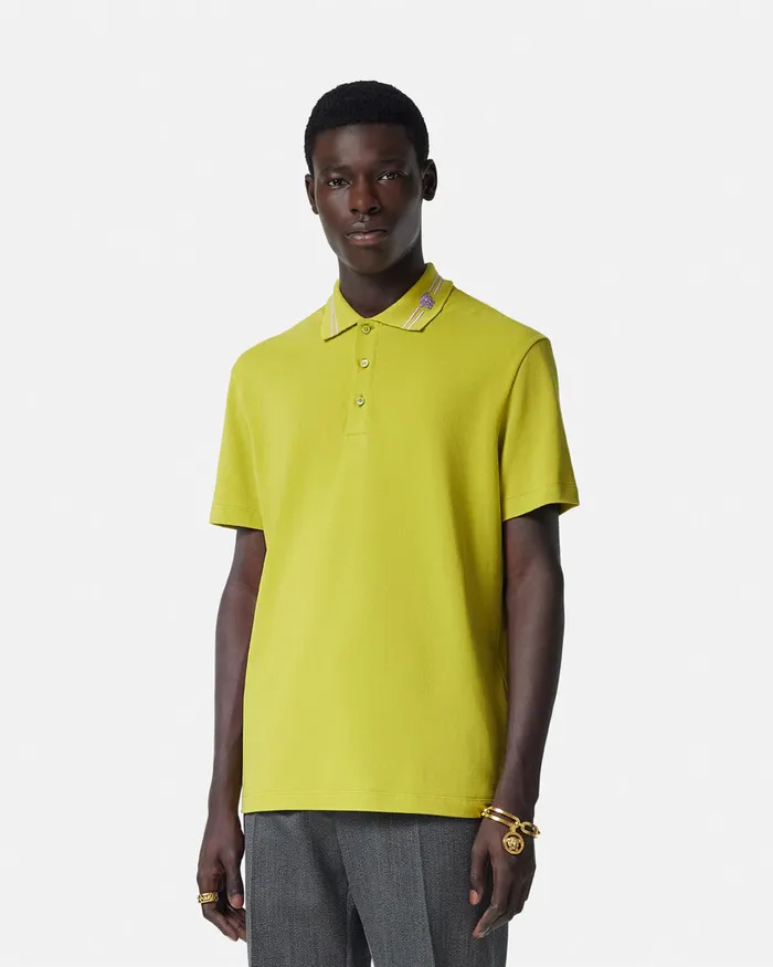 Versace TShirts and Polos Men Embroidered Medusa Polo Shirt Green