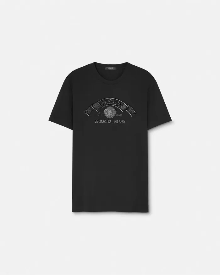Versace TShirts and Polos Men Embroidered Medusa Stamp 3d TShirt Black