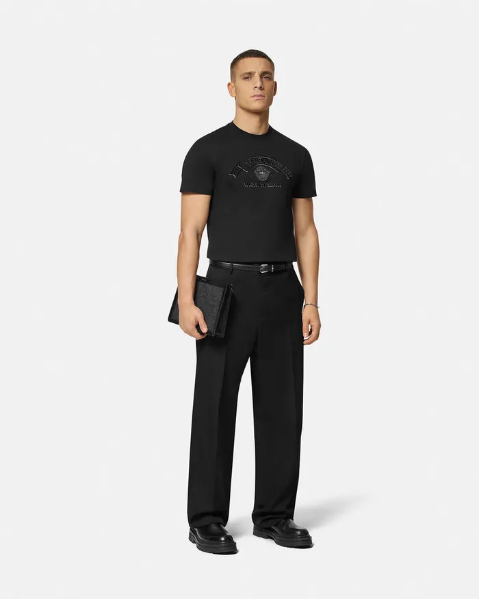 Versace TShirts and Polos Men Embroidered Medusa Stamp 3d TShirt Black