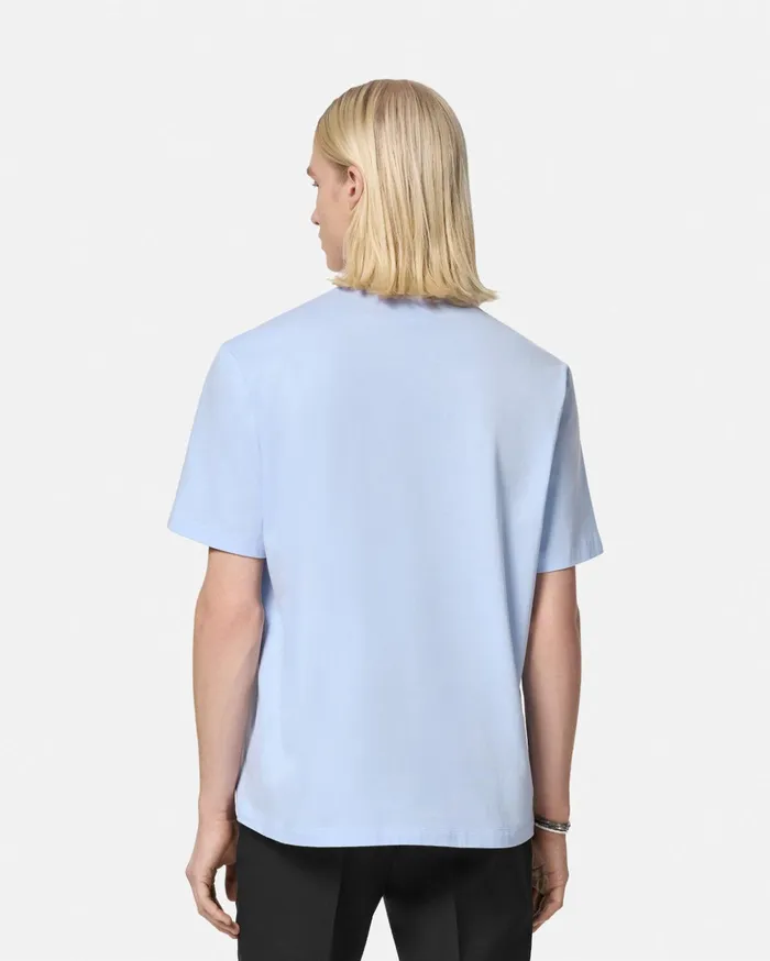 Versace TShirts and Polos Men Embroidered University Coral TShirt Light Blue