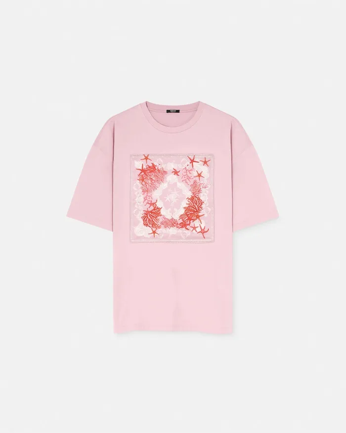Versace TShirts and Sweatshirts Women Barocco Sea Oversized TShirt Pinkprint