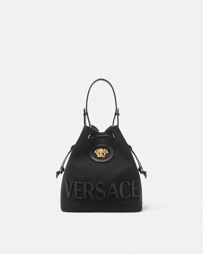 Versace Top Handle Women La Medusa Canvas Bucket Bag Blackgold