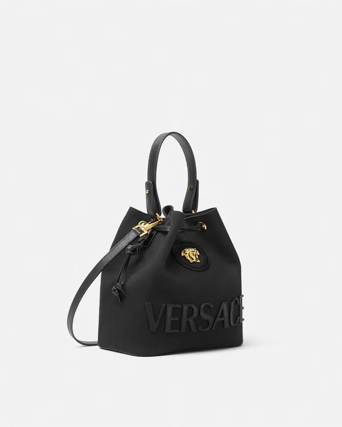 Versace Top Handle Women La Medusa Canvas Bucket Bag Blackgold