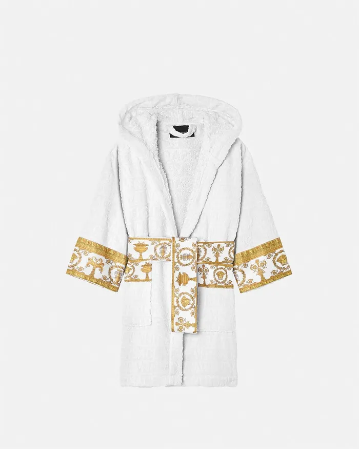 Versace Underwear and Beachwear Kids I Baroque Bathrobe White