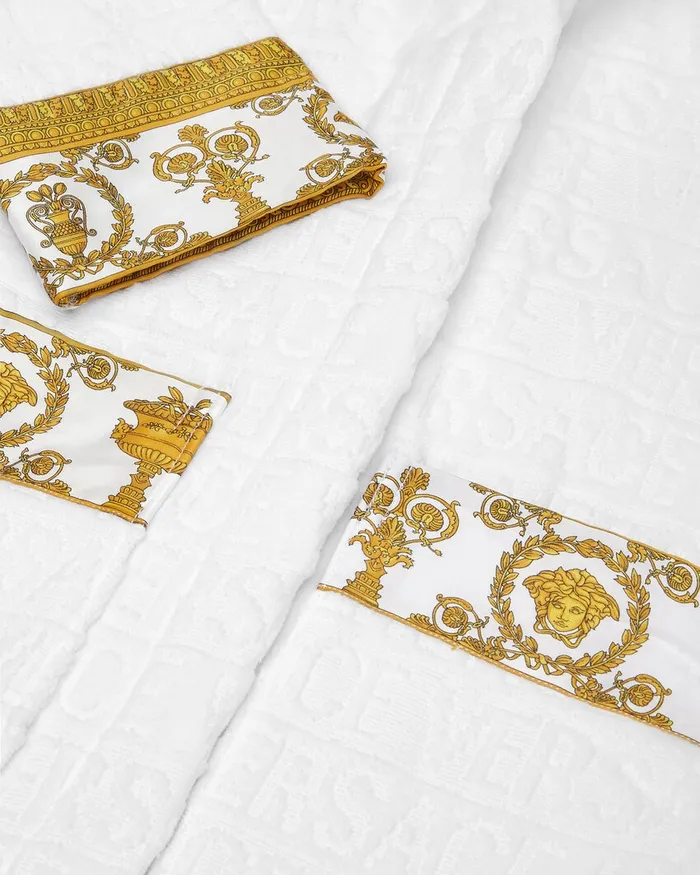 Versace Underwear and Beachwear Kids I Baroque Bathrobe White