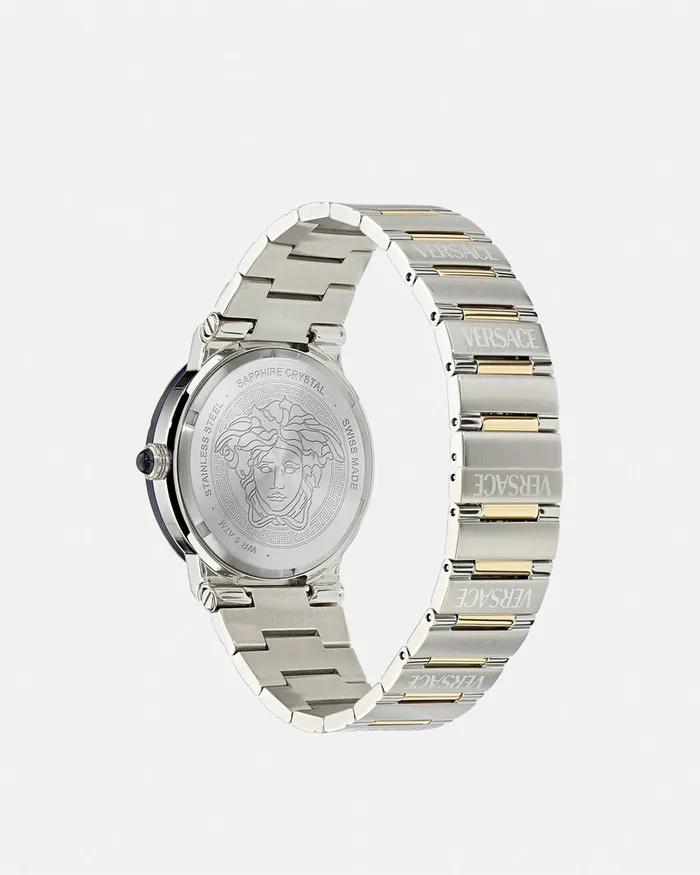Versace Watches Women Greca Logo Moonphase Diamond Watch Silvergold